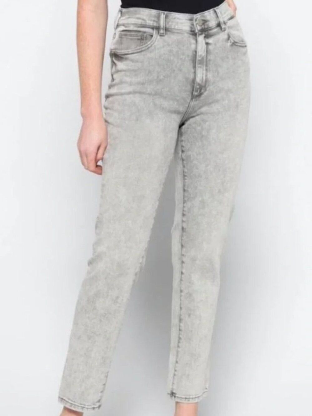 DL1961 Slim High Rise Vintage Grey Denim Acid Wash Jeans Size 32 90s Aesthetic
